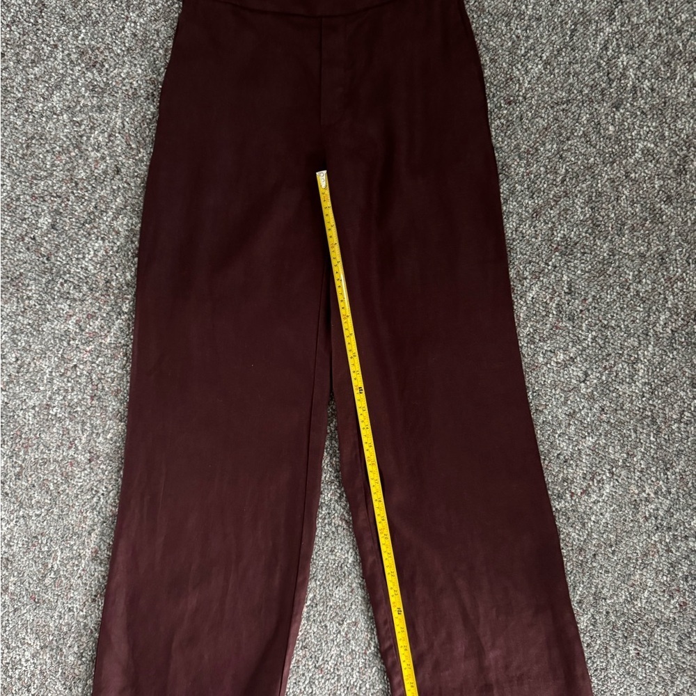 Madewell The Tall Easy Pull on 100% Linen Deep Burgundy Dress Pants Womens S